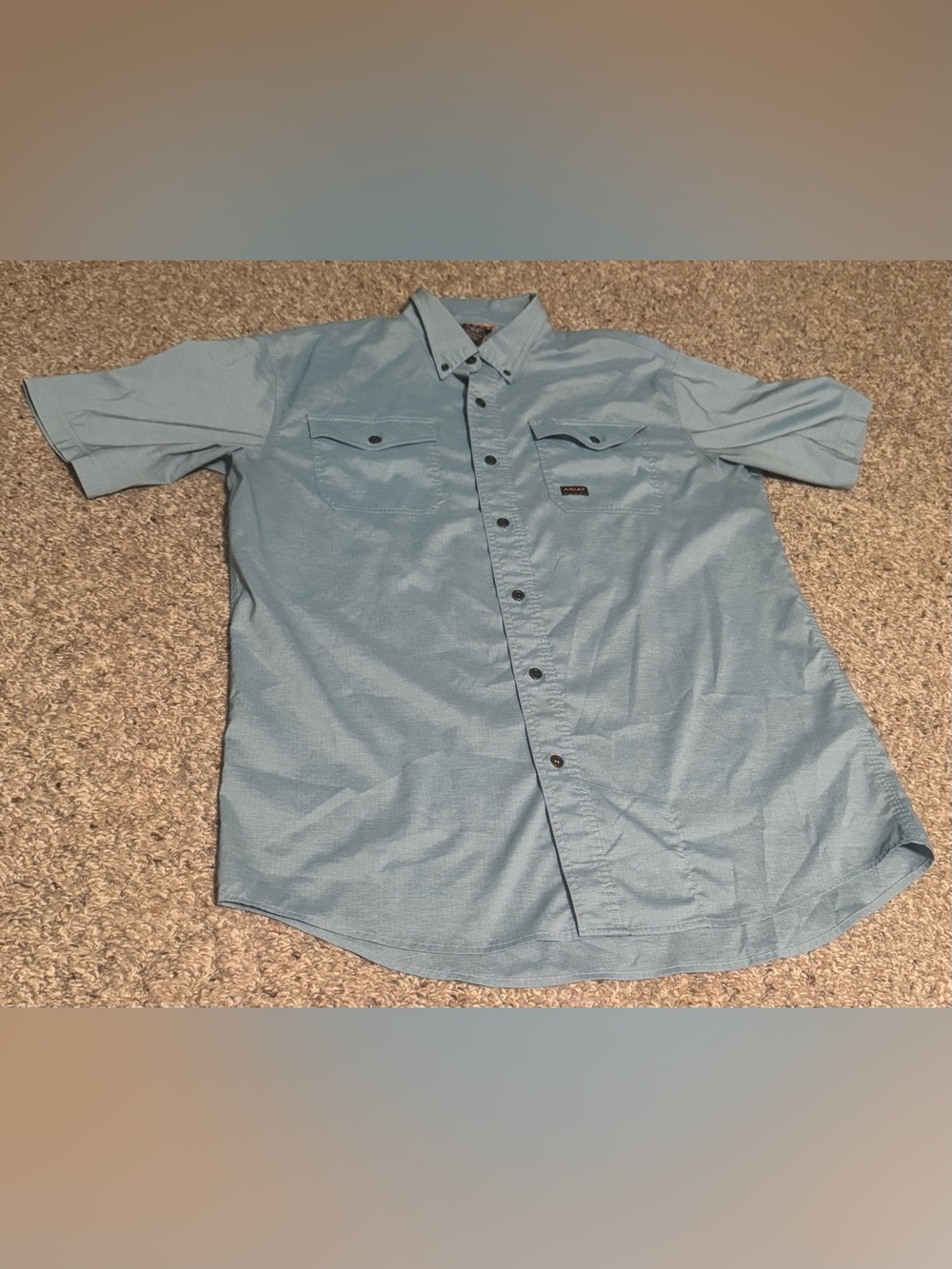 Ariat Rebar Made Tough VentTEK DuraStretch Short Sleeve Work Shirt Blue Men's M